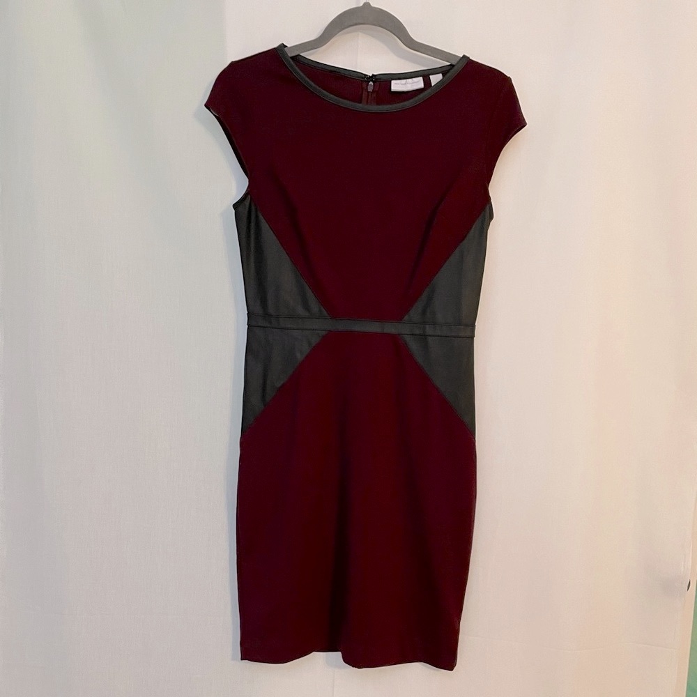 NY&Co Burgundy and Black Color Block Dress